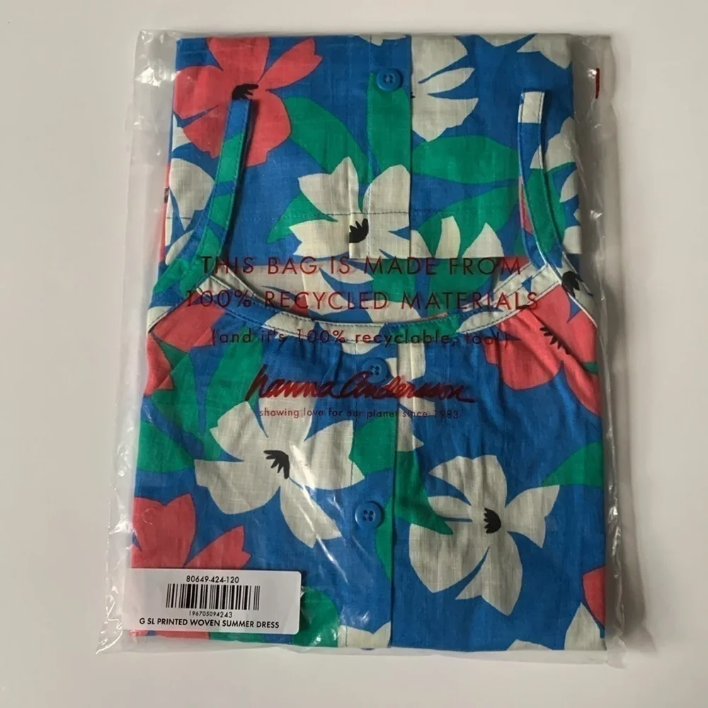 Hanna Andersson Girl Woven Blue Floral Dress 6-7 years 120 cm or 8 Years 130 Cm